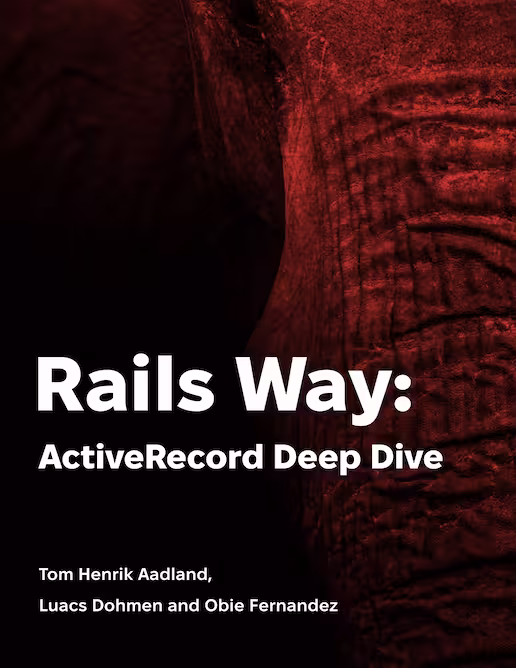 Cover of the Rails Way ActiveRecord Deep Dive showing a an elephant with a slight red coloring.